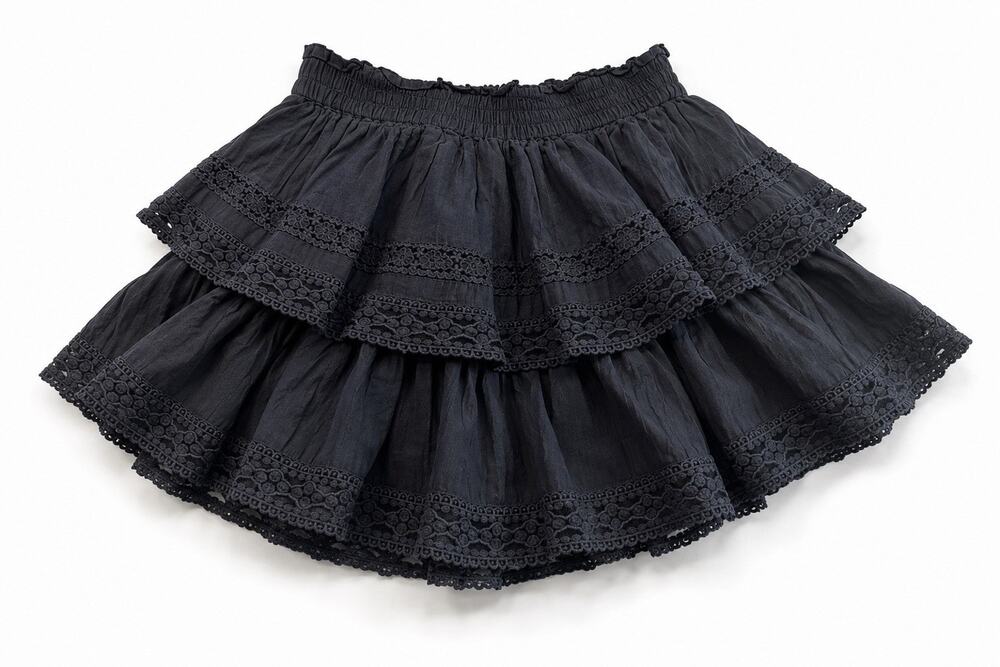 American Eagle Black Ruffle Laces Tiered Mini Skort